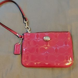 Coach patent magenta wristlet